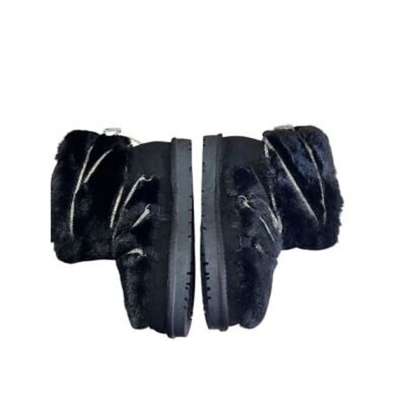 Azalea Wang Women's Black Faux Fur Ankle Winter Boots Size 7 With Bling New - Picture 2 of 7